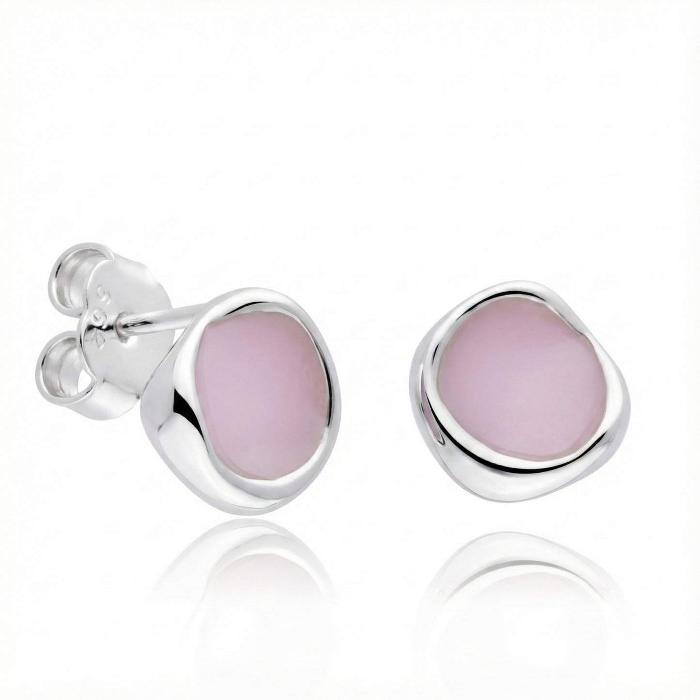 Aretes de Plata 925 con Resina color rosa pastel