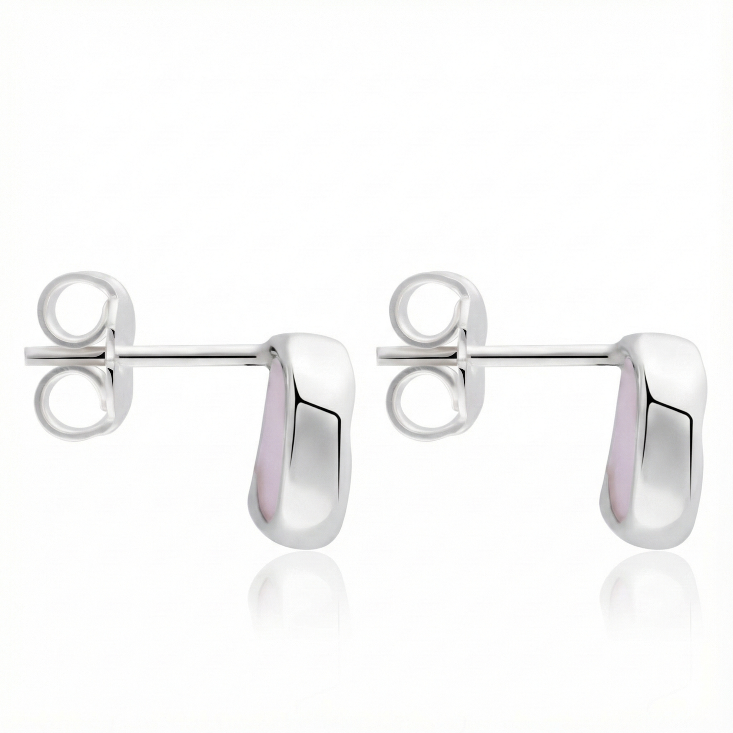 Aretes de Plata 925 con Resina color rosa pastel de lado