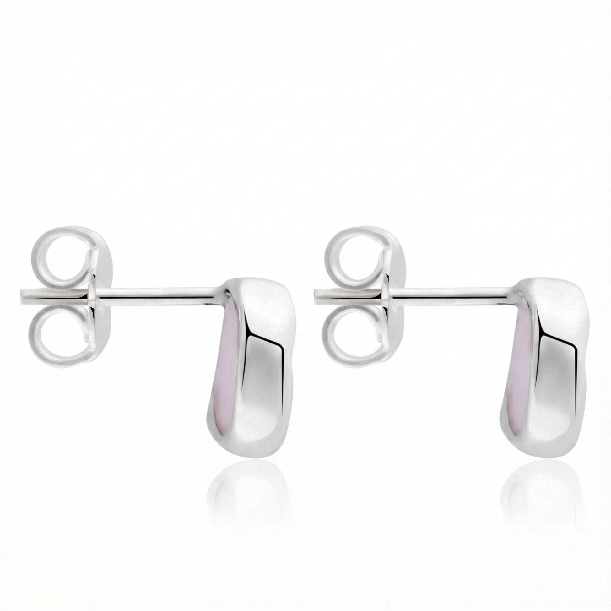 Aretes de Plata 925 con Resina color rosa pastel de lado