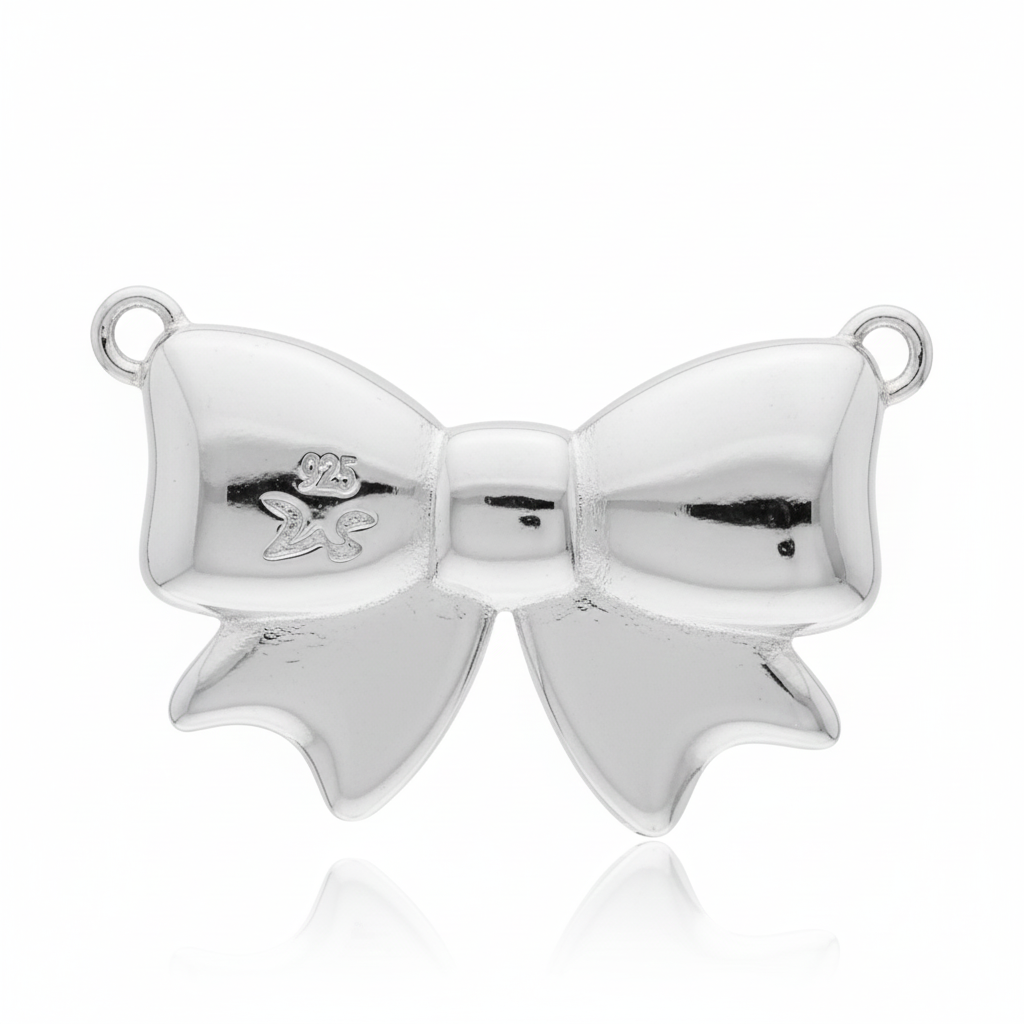 Dije de Plata 925 con forma de moño por atras