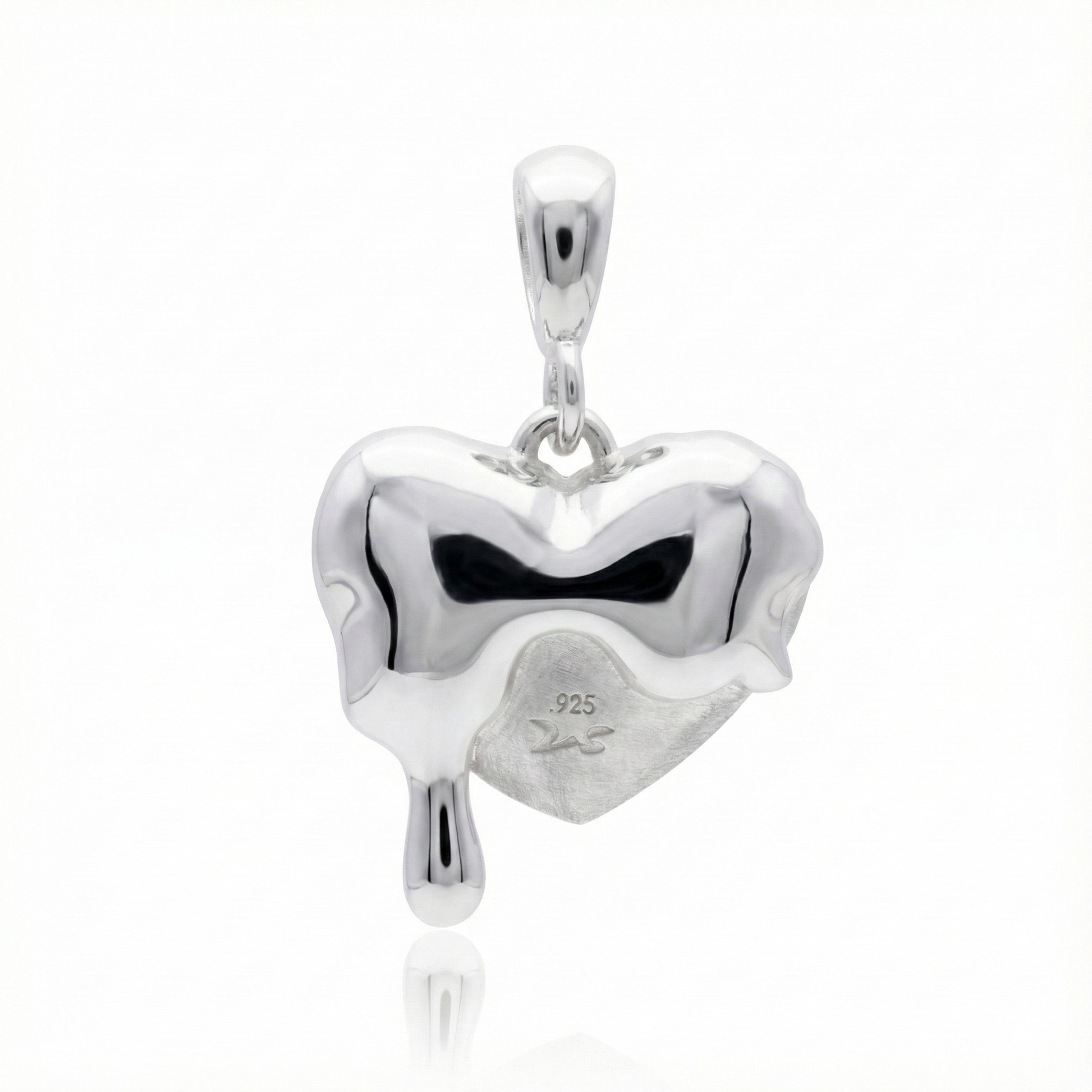 Dije de Plata Esterlina de corazon derretido atras