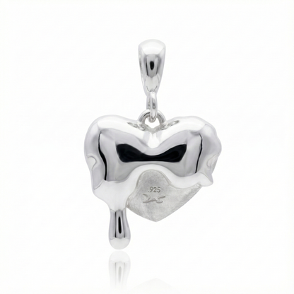 Dije de Plata Esterlina de corazon derretido atras