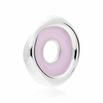 Dije de Plata 925 con centro de resina color rosa pastel en angulo