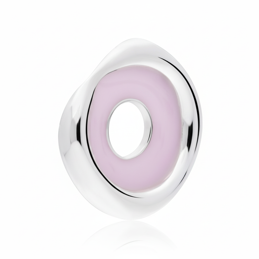 Dije de Plata 925 con centro de resina color rosa pastel en angulo