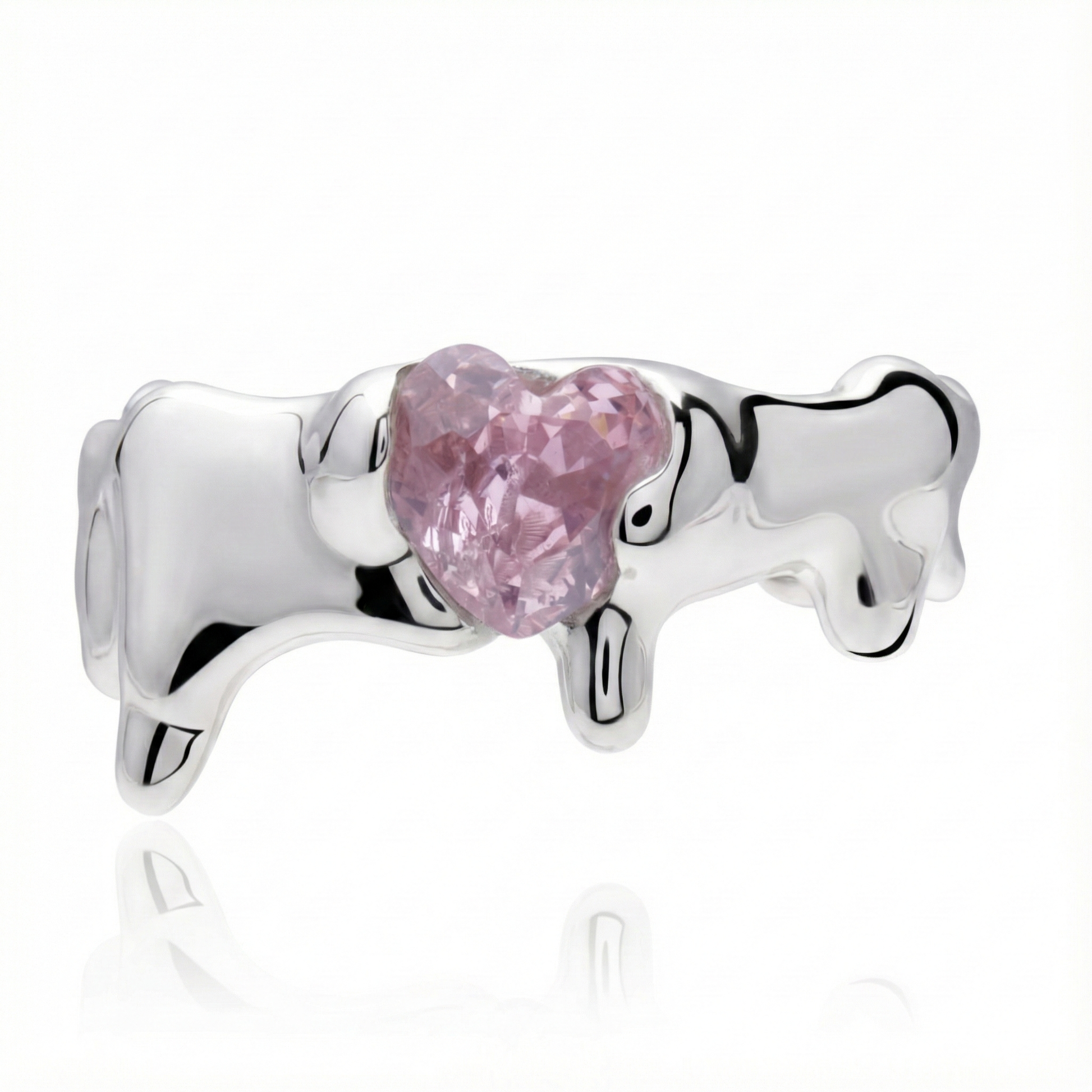 Anillo Plata 925 con piedra rosa encima del modelo dripping love acostado