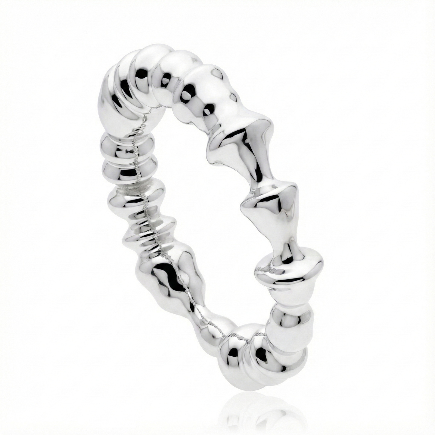 Anillo de plata 925 con ondas irregulares en angulo