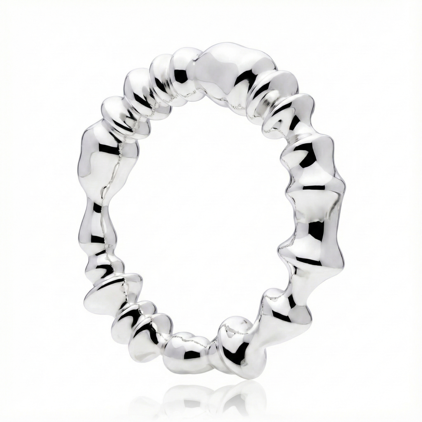 Anillo de plata 925 con ondas irregulares en angulo parado