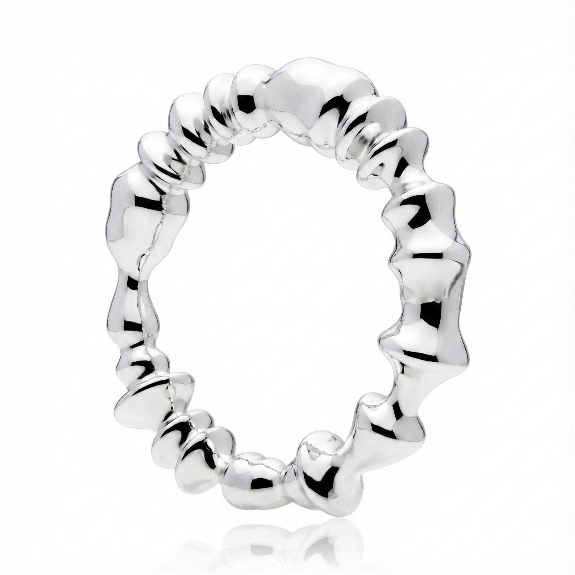 Anillo de plata 925 con ondas irregulares en angulo parado