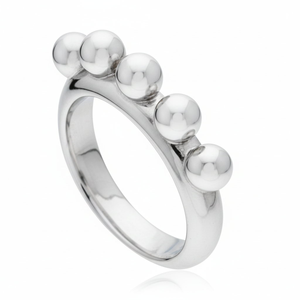 Anillo de plata 925 con burbujas de plata de lado