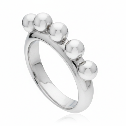 Anillo de plata 925 con burbujas de plata de lado